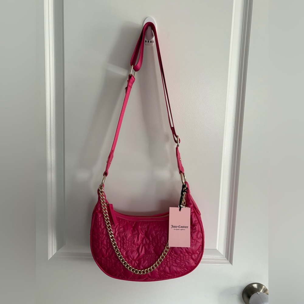 NWT- Juicy Couture puff half moon crossbody bag, color: pink flash